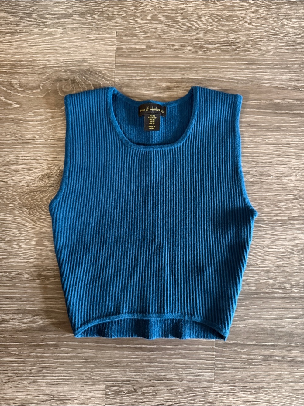 House of Harlow 1960 Teal Ribbed Knit Tank
